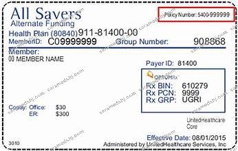 USA UnitedHealthcare Inc. health insurance card